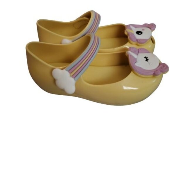 Mini Melissa Little Girls Mini Ultragirl Unicorn Pale Yellow Gloss Shoes Size 8 - Picture 10 of 16